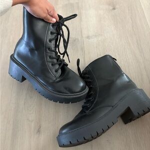 Black Lace-Up Ankle Boots